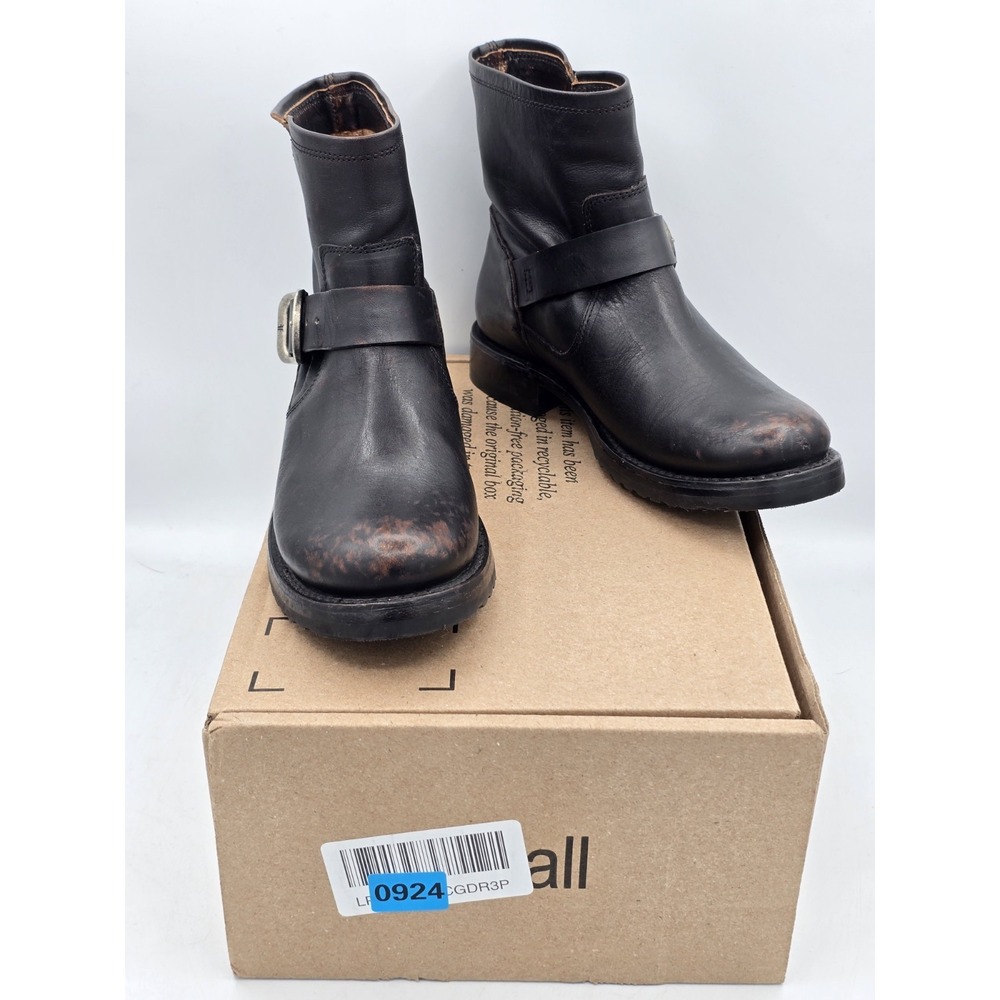 Frye Veronica Flex Women's‎ Ankle Bootie Distressed Buckle Sz 6B Black Biker